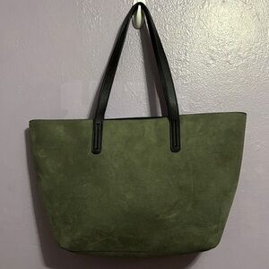 Olive Gray Suede Tote Bag
